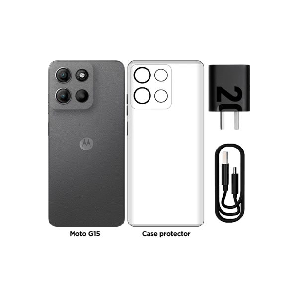 Smartphone Motorola moto g15, Pantalla 6.7” LCD FHD+ 60Hz, Android 15, Color Gris